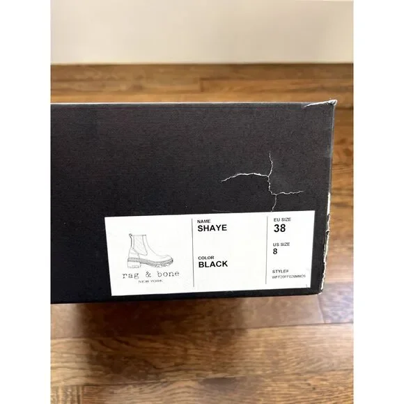 NIB Rag & Bone Shaye Platform Chelsea Bootie Polished Leather Black Size 8 - Picture 7 of 9